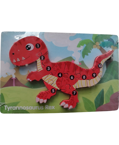 ROMPECABEZAS MADERA DINOSAURIO- VARIOS 23X15CM DR1074- DR1069 10p