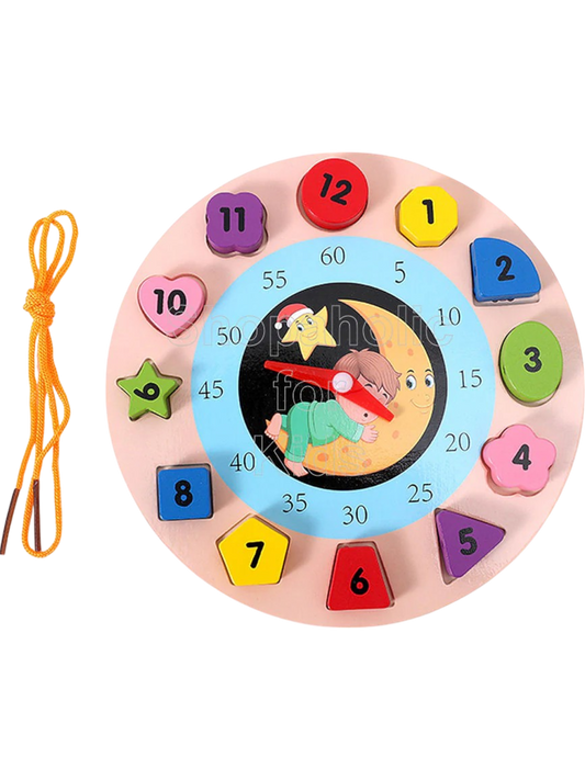 JUEGO SET DE ENHEBRAR RELOJ DE MADERA