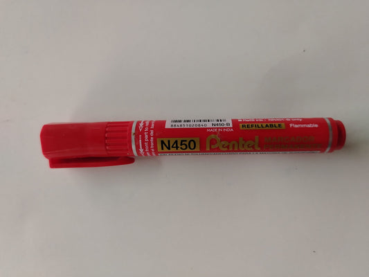 MARCADOR PERMANENTE PENTEL N450 ROJO RECARGABLE PTA BALA