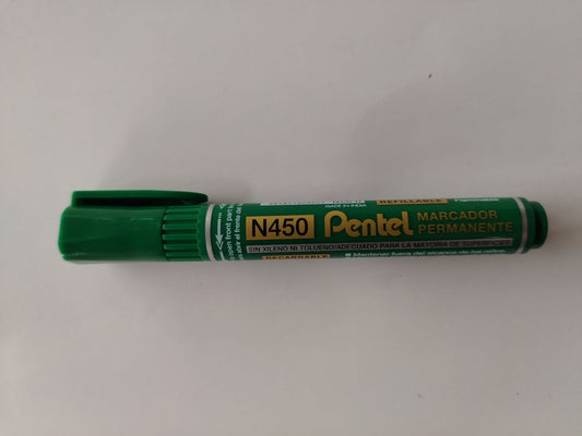 MARCADOR PERMANENTE PENTEL N450 VERDE RECARGABLE PTA BALA