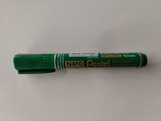 MARCADOR PERMANENTE PENTEL N460 VERDE RECARGABLE PTA BISELADA