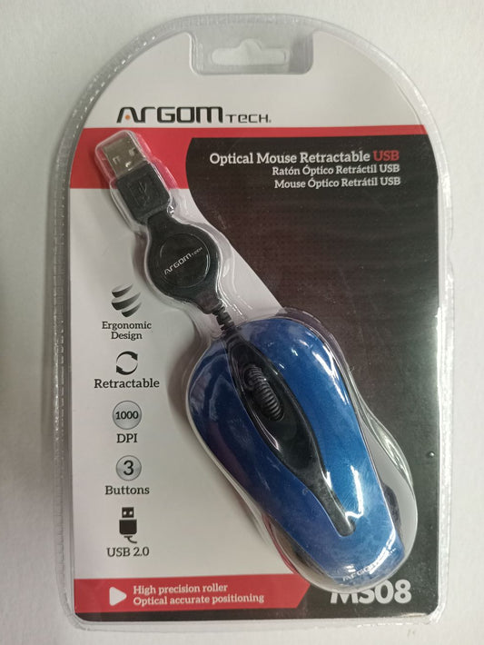 MOUSE USB ARGON RETRACTIBLE AZUL ARG-MS-0008BL