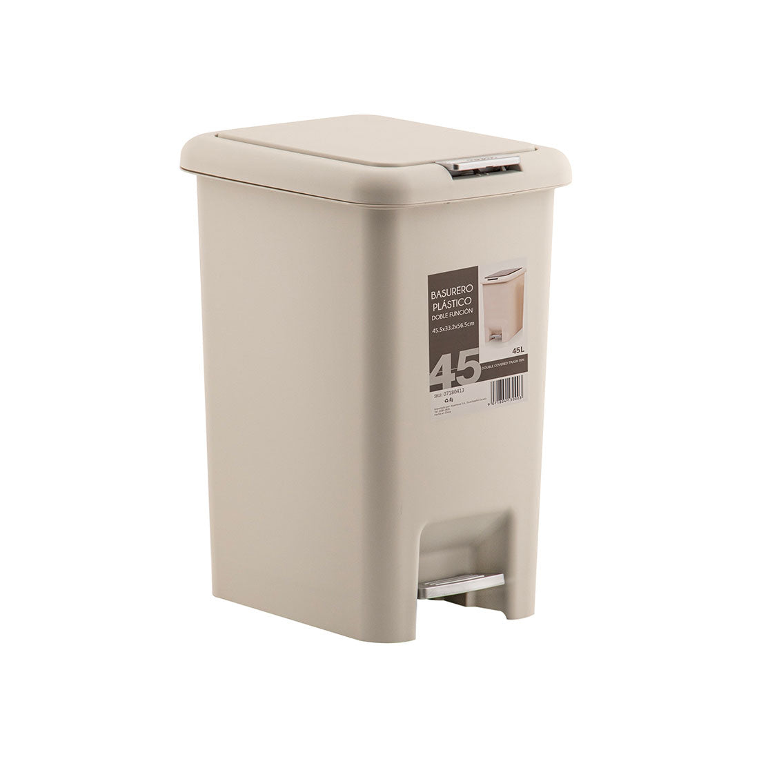 BASURERO PLASTICO PEDAL 45L COLOR