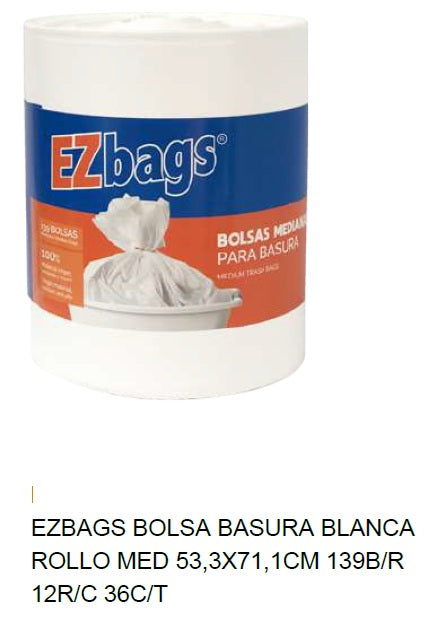 BOLSA ROLLO BASURA MEDIANA BLANCA 139UD
