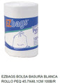 BOLSA ROLLO BASURA PEQUENA BLANCA 100 UD