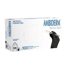 GUANTE NITRILO AMBIDERM S NEGRO LIBRE DE POLVO 100 UND
