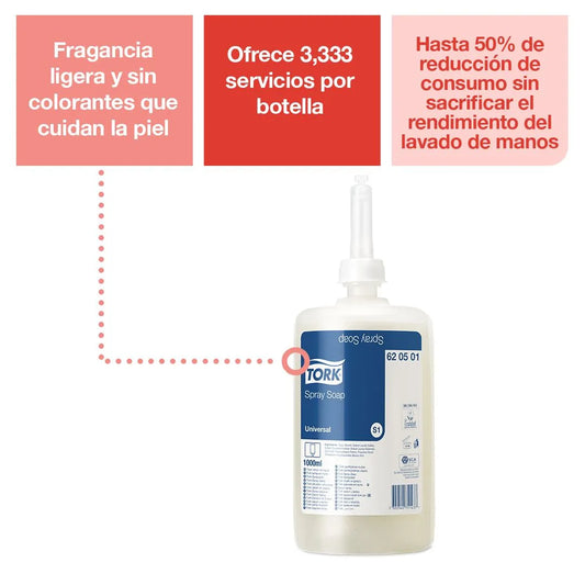 JABON TORK PARA MANOS SPRAY 1000ML 6s 62050140